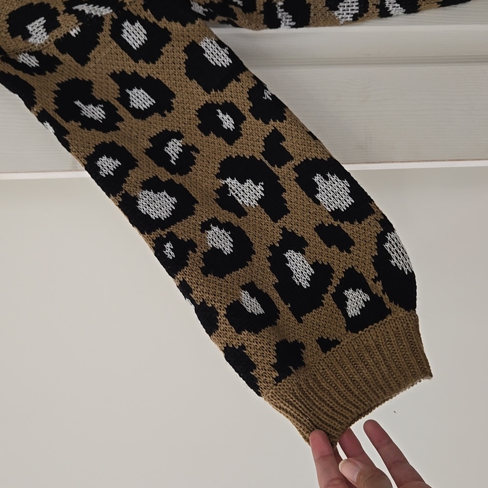 NWOT Leopard Print Turtleneck Sweater Dress - Picture 3 of 7